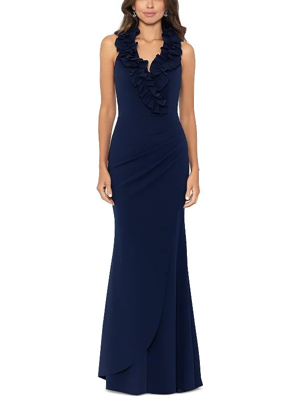 Womens Ruffled Long Evening Dress