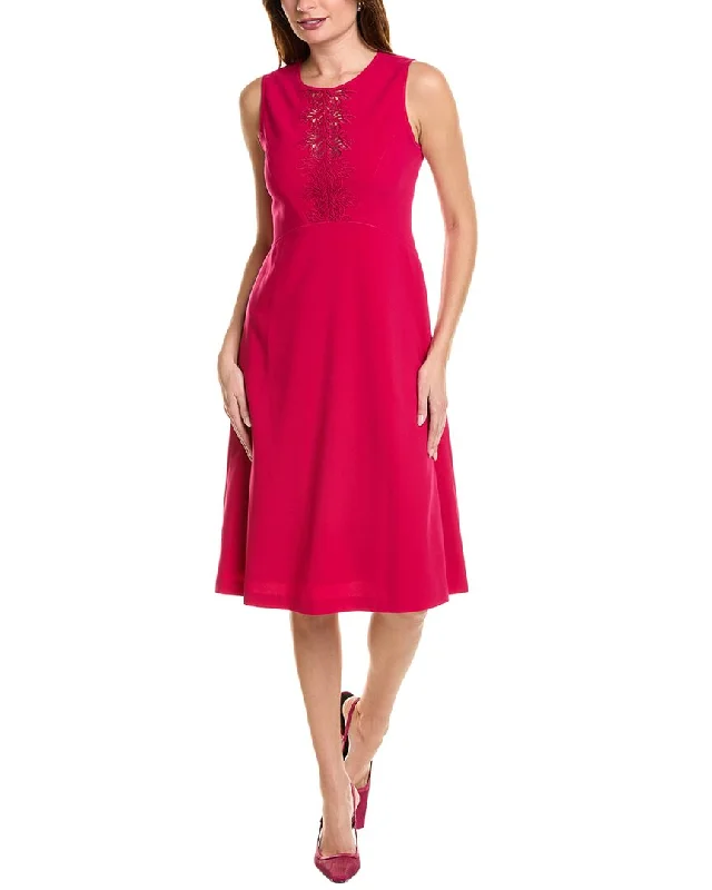 Elie Tahari Lace Applique Midi Dress