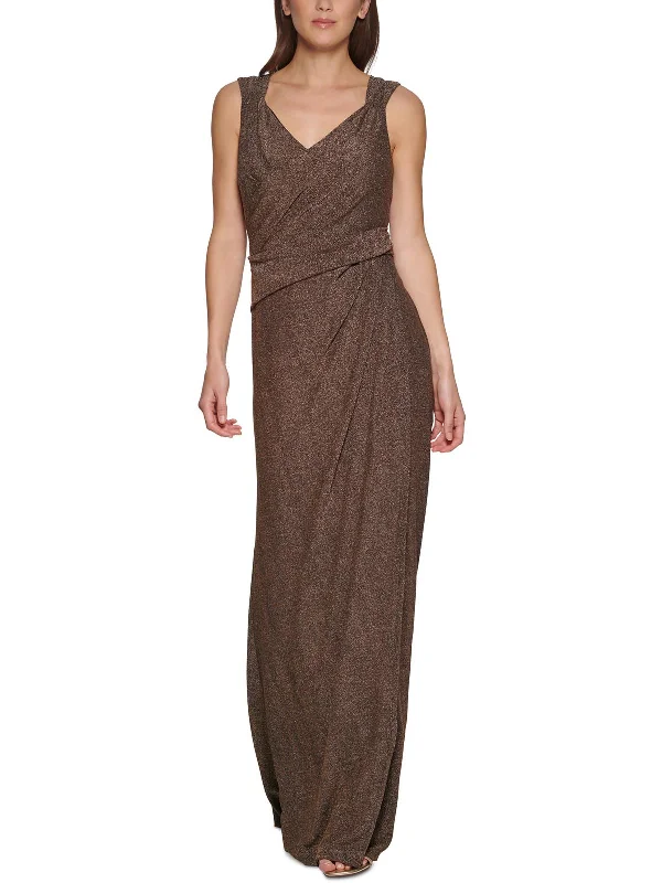 Womens Metallic Long Evening Dress