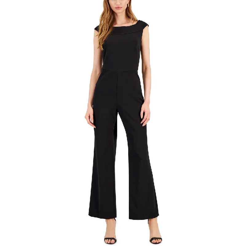 Connected Apparel Womens Solid Crepe Jumpsuit