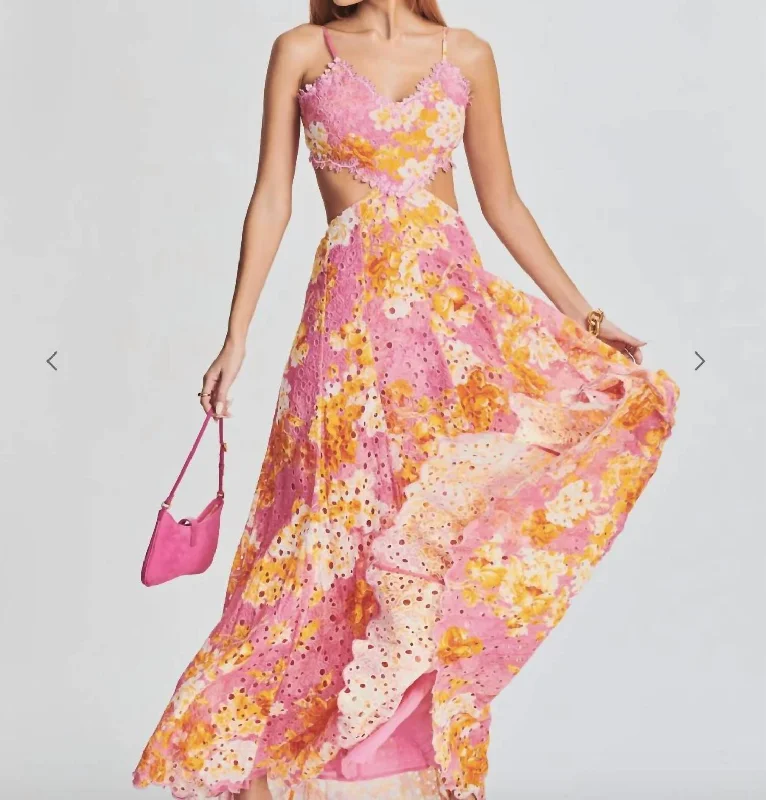 Auril Long Dress In Pink