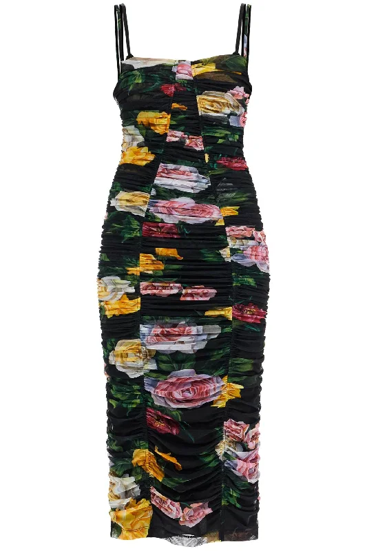 Dolce & Gabbana Women's  Floral Midi Synthetic Dress