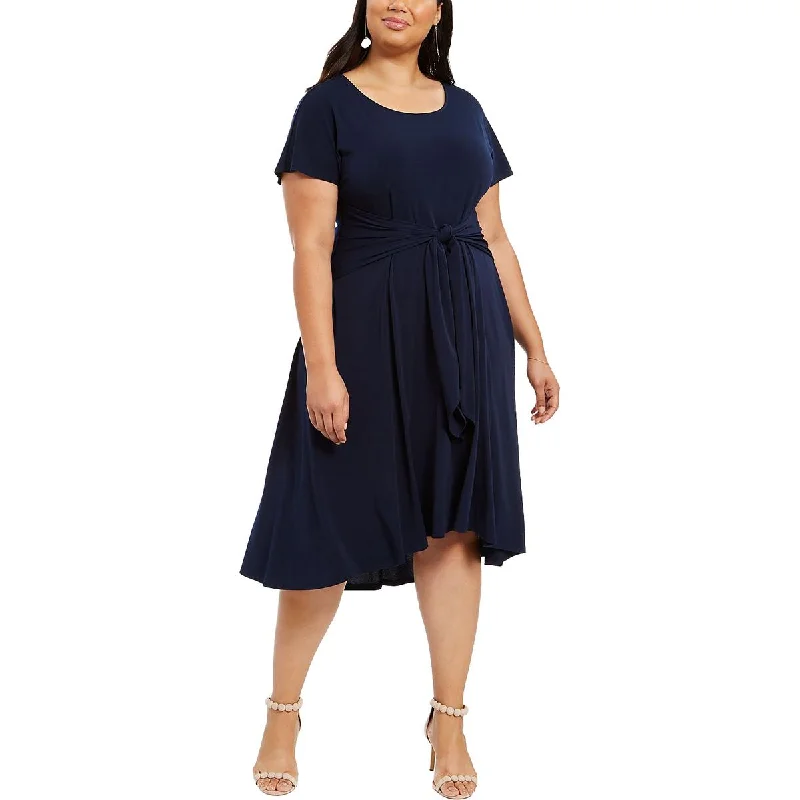 Womens Textured Hi-Low Midi Dress