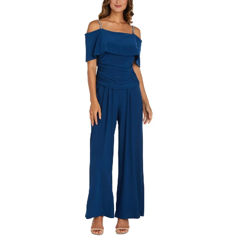 R&M Richards Womens Embellished Wide-Leg Jumpsuit