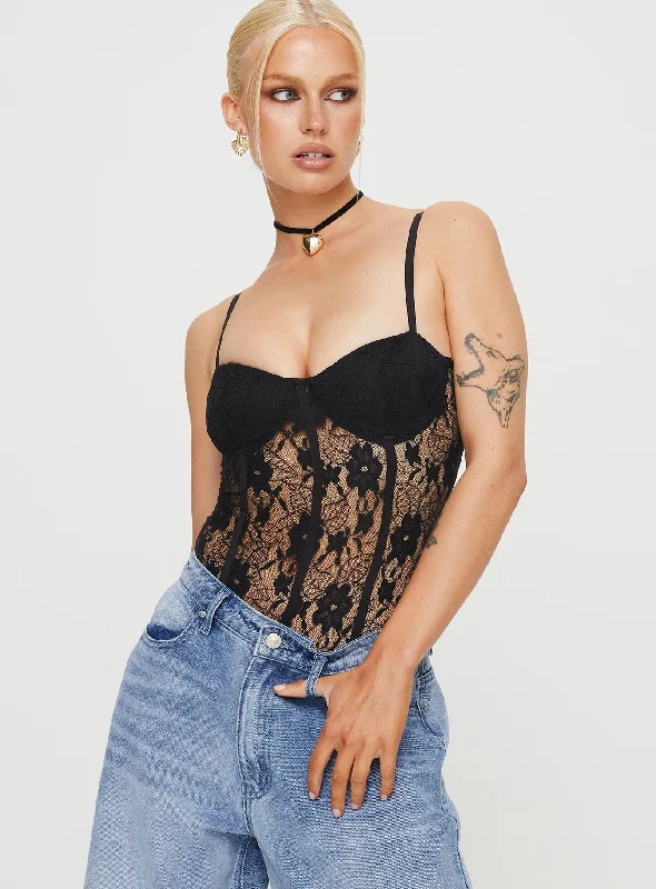 Treisa Lace Bodysuit Black