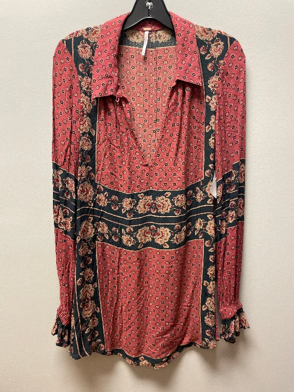 Top Long Sleeve By Free People In Floral Print, Size: S