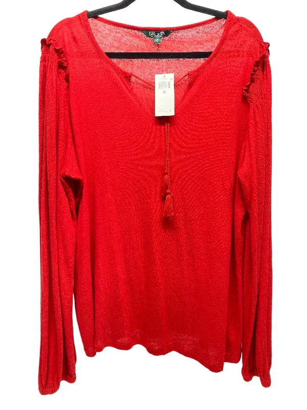 Top Long Sleeve By Lauren By Ralph Lauren In Red, Size: Xl