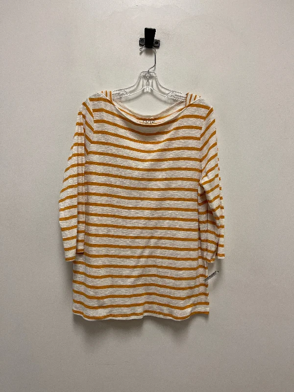 Top Long Sleeve By Time And Tru In White & Yellow, Size: 2x